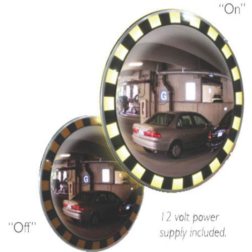 &quot;The Flasher&quot; Convex Mirror with Lighted Safety Border | FLASHER