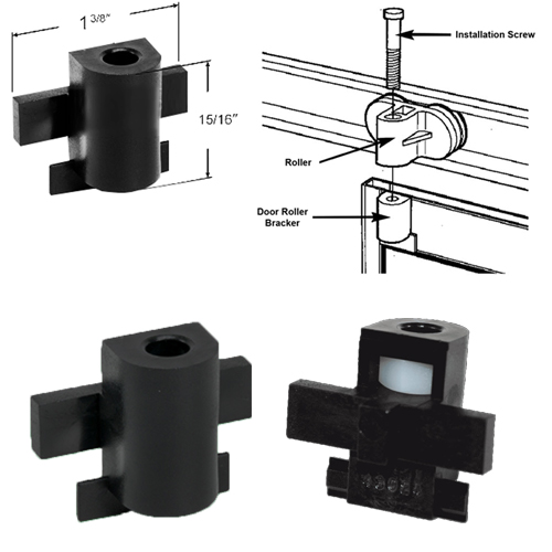 Black Plastic Framed Sliding Shower Door Roller Support Assembly  | RSAS