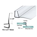 Frameless Shower Door Polycarbonate Seal with 90 degree 1-1/8" Long Vinyl Fin for 1/2" Glass - 73" Long