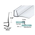 Frameless Shower Door Polycarbonate Seal with 90 degree 7/8" Long Vinyl Fin for 5/16" Glass - 73" Long