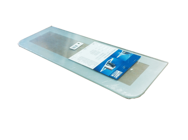 Deluxe Ice 24&quot; x 10&quot;  Clear with Frosted Border Tempered Glass Shelf | Glass Shelving | TGS1078004