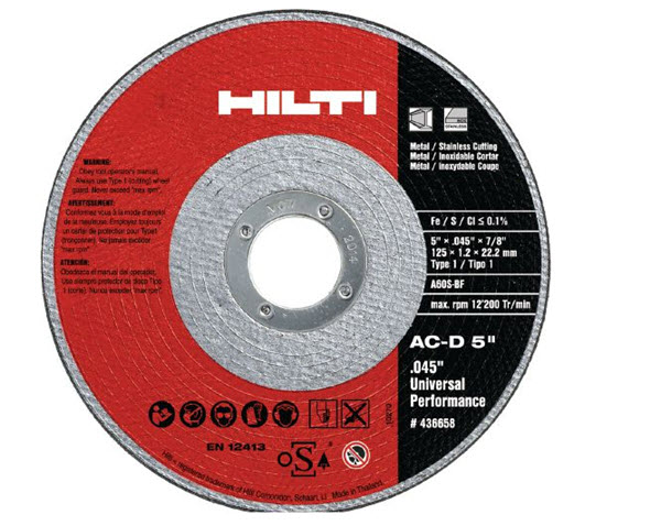 Hilti AC-D UP Thin Cutting Disc Universal Performace 4-1/2&quot; x 0.045&quot; x 7/8&quot; - Type 1 - 436656 | ACDUPTCDUP4121