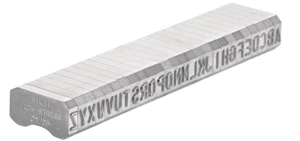 Hilti X-MC 8/10 &quot;A-Z&quot; Wide Low Stress Marking Character Set - 373523 | XMC810AZLSMCS