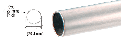 C.R. Laurence CRL 1&quot; Brushed Stainless Round Tubing for Partition Posts and Sneeze Guards - 236 in Long | HR10BS