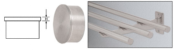 C.R. Laurence CRL Brushed Stainless Flat End Caps for 1&quot; Diameter Tubing | HR10FBS