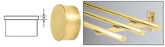 C.R. Laurence CRL Polished Brass Flat End Caps for 1&quot; Diameter Tubing | HR10FPB