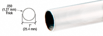 C.R. Laurence CRL 1&quot; Polished Stainless Round Tubing for Partition Posts and Sneeze Guards - 236 in Long | HR10PS