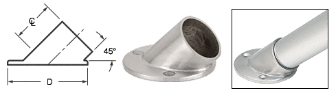 C.R. Laurence CRL Brushed Stainless 45 Degree Angle Flange for 1-1/2&quot; Tubing | HR15AFBS