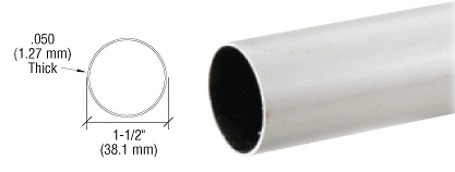 C.R. Laurence CRL 1-1/2&quot; Brushed Stainless Round Tubing for Partition Posts and Sneeze Guards - 236 in Long | HR15BS