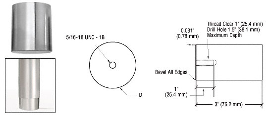 C.R. Laurence Concealed Mounting Lug for 1-1/2&quot; Diameter Tubing | HR15CBM