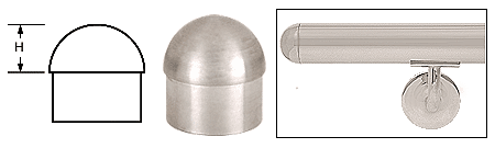 C.R. Laurence CRL Brushed Stainless Dome End Caps for 1-1/2&quot; Diameter Tubing | HR15DBS