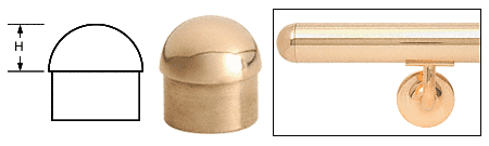 C.R. Laurence CRL Polished Brass Dome End Caps for 1-1/2&quot; Diameter Tubing | HR15DPB