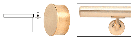 C.R. Laurence CRL Polished Brass Flat End Caps for 1-1/2&quot; Diameter Tubing | HR15FPB