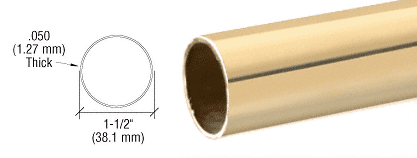 CRL 1-1/2&quot; Polished Brass Round Tubing for Partition Posts and Sneeze Guards - 236 in Long | HR15PB | HR15PB