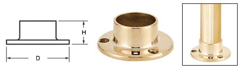C.R. Laurence CRL Polished Brass Full Flange for 1-1/2&quot; Tubing | HR15YPB