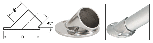 C.R. Laurence CRL Polished Stainless 45 Degree Angle Flange for 2&quot; Tubing | HR20AFPS