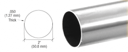 C.R. Laurence CRL 2&quot; Brushed Stainless Round Tubing for Partition Posts and Sneeze Guards - 236 in Long | HR20BS