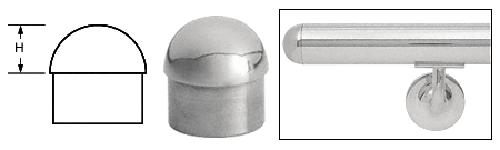 C.R. Laurence CRL Polished Stainless Dome End Caps for 2&quot; Diameter Tubing | HR20DPS