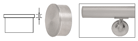 C.R. Laurence CRL Brushed Stainless Flat End Caps for 2&quot; Diameter Tubing | HR20FBS