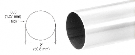 C.R. Laurence CRL 2&quot; Polished Stainless Round Tubing for Partition Posts and Sneeze Guards - 236 in Long | HR20PS
