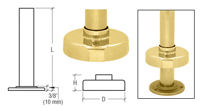C.R. Laurence CRL Polished Brass Steel Flange and Canopy for 2&quot; Tubing | HR20XPB
