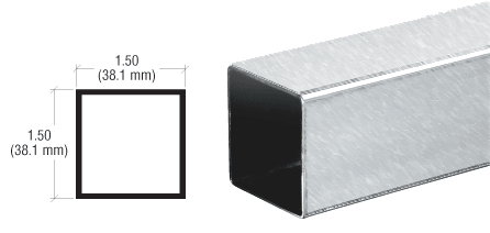 C.R. Laurence CRL Brushed Stainless Partition Post Sneeze Guard Square Tubing - 236 in Long | HRS15BS