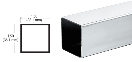 C.R. Laurence CRL Polished Stainless Partition Post Sneeze Guard Square Tubing - 236 in Long | HRS15PS