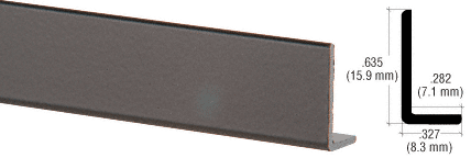 C.R. Laurence CRL Bronze Electro-Static Paint Aluminum 5/8&quot; L-Bar Extrusion - 12 ft Long | L502BRZ