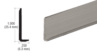 C.R. Laurence CRL Brushed Nickel Aluminum 1/4&quot; L-Bar Extrusion - 12 ft Long | L902BN