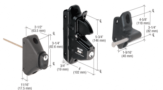 C.R. Laurence CRL Black Privacy Latch with Keyed Lock | LLP1BL