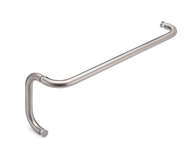 Opus II 24&quot; Cuttable Towel Bar and 6&quot; Pull Shower Door Combination without Rosettes - Brushed Nickel | S224TB6PBN