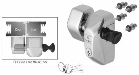 C.R. Laurence CRL Polished Stainless Steel PullBolt Security Face Mount Lock | PBF1PS