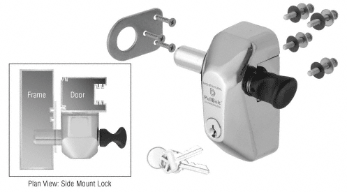 C.R. Laurence CRL Polished Stainless Steel PullBolt Security Side Mount Lock | PBS1PS