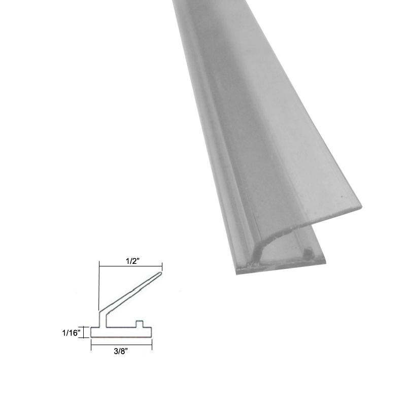 Shower Door Clear Polycarbonate Strike Seal with Soft Lip - 86&quot; long | PSS86