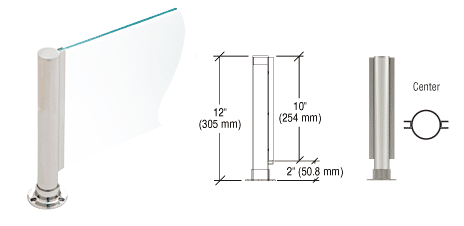 C.R. Laurence CRL 12&quot; Round Brushed Stainless PP01 Elegant Series Counter/Partition Center Post | PP01CBS