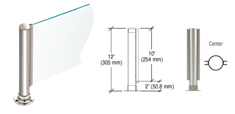 C.R. Laurence CRL 12&quot; Round Polished Stainless PP01 Elegant Series Counter/Partition Center Post | PP01CPS