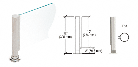 C.R. Laurence CRL 12&quot; Round Brushed Stainless PP01 Elegant Series Counter/Partition End Post | PP01EBS