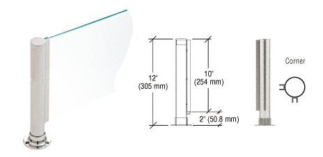 C.R. Laurence CRL 12&quot; Round Brushed Stainless PP01 Elegant Series Counter/Partition Corner Post | PP01LBS