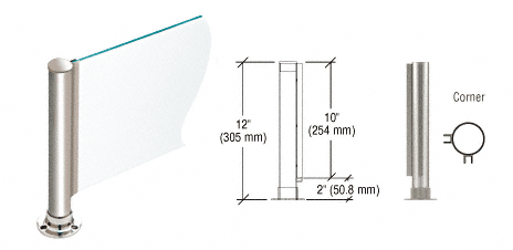 C.R. Laurence CRL 12&quot; Round Polished Stainless PP01 Elegant Series Counter/Partition Corner Post | PP01LPS