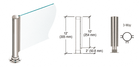 C.R. Laurence CRL 12&quot; Round Polished Stainless PP01 Elegant Series Counter/Partition 3-Way Post | PP01TPS