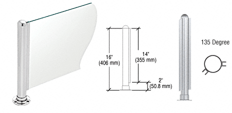 C.R. Laurence CRL 16&quot; Round Polished Stainless PP02 Elegant Series Counter/Partition 135 Degree Post | PP02APS