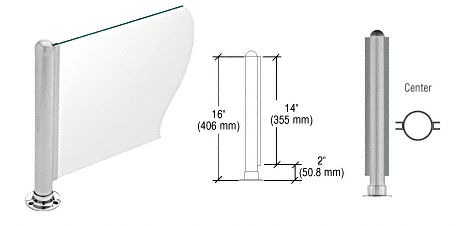 C.R. Laurence CRL 16&quot; Round Brushed Stainless PP02 Elegant Series Counter/Partition Center Post | PP02CBS