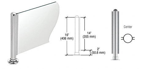C.R. Laurence CRL 16&quot; Round Polished Stainless PP02 Elegant Series Counter/Partition Center Post | PP02CPS