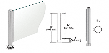 C.R. Laurence CRL 16&quot; Round Brushed Stainless PP02 Elegant Series Counter/Partition End Post | PP02EBS