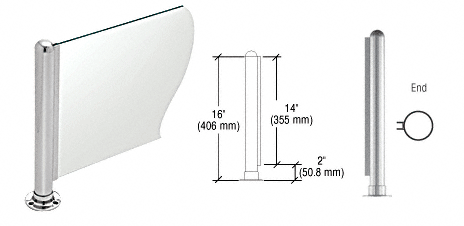 C.R. Laurence CRL 16&quot; Round Polished Stainless PP02 Elegant Series Counter/Partition End Post | PP02EPS