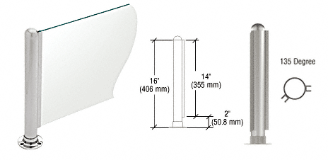 C.R. Laurence CRL 16&quot; Round Brushed Stainless PP03 Elegant Series Counter/Partition 135 Degree Post | PP03ABS