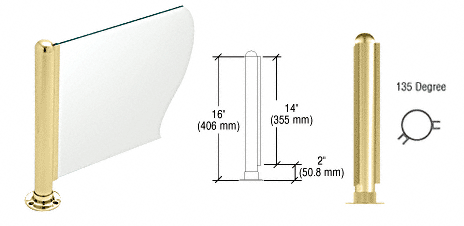 C.R. Laurence CRL 16&quot; Round Polished Brass PP03 Elegant Series Counter/Partition 135 Degree Post | PP03APB