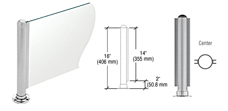C.R. Laurence CRL 16&quot; Round Brushed Stainless PP03 Elegant Series Counter/Partition Center Post | PP03CBS