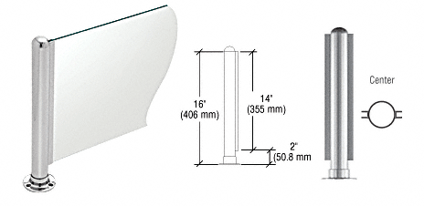 C.R. Laurence CRL 16&quot; Round Polished Stainless PP03 Elegant Series Counter/Partition Center Post | PP03CPS