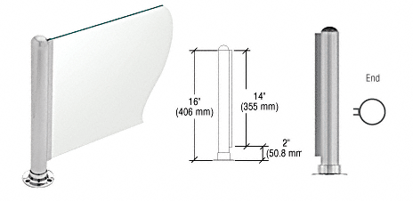 C.R. Laurence CRL 16&quot; Round Brushed Stainless PP03 Elegant Series Counter/Partition End Post | PP03EBS